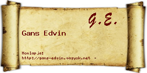Gans Edvin névjegykártya